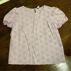 J. Crew Lavender Eyelet Puff Sleeve Top with lining Size S